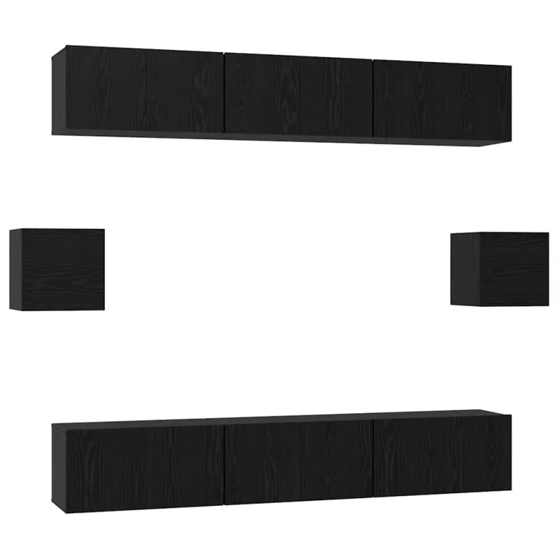 TV spintelių komplektas 8 pcs Juodas ąžuolas Apdirbta mediena