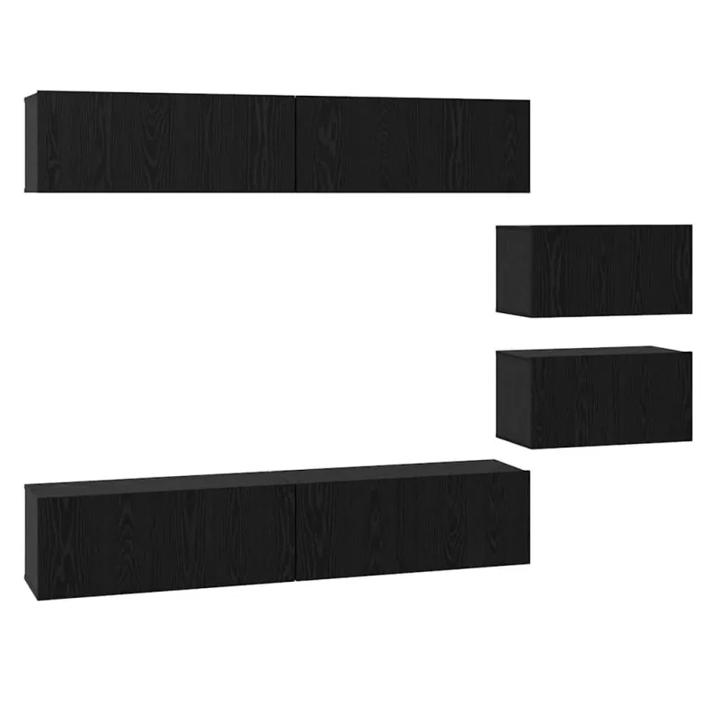 TV spintelių komplektas 6 pcs Juodas ąžuolas Apdirbta mediena