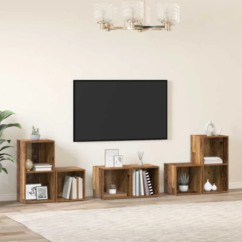 TV spintelių komplektas 6 pcs Senovinis medis Apdirbta mediena