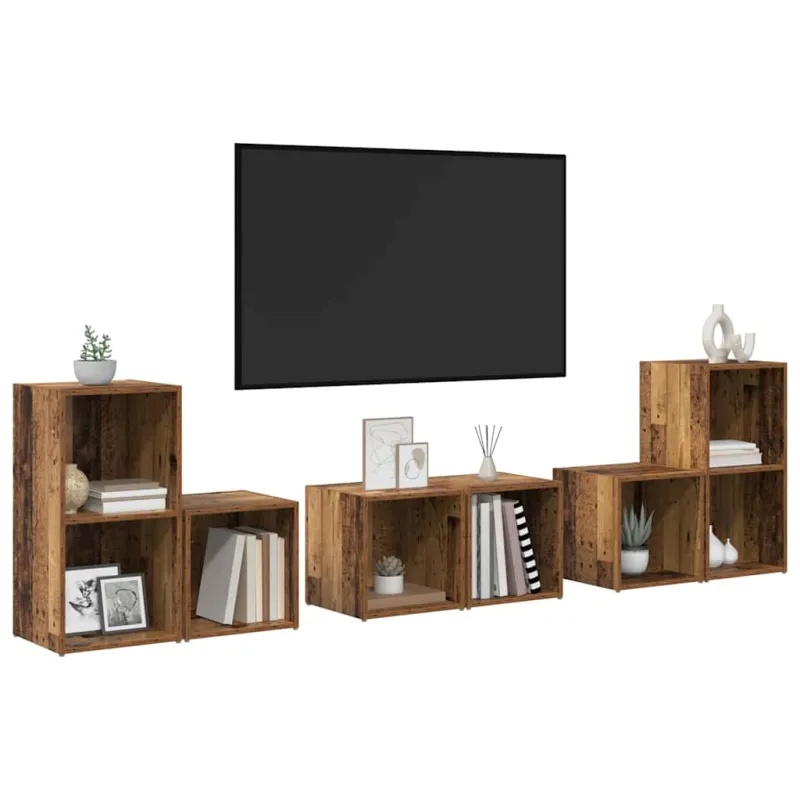 TV spintelių komplektas 6 pcs Senovinis medis Apdirbta mediena