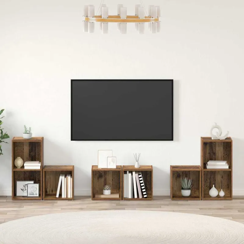 TV spintelių komplektas 6 pcs Senovinis medis Apdirbta mediena