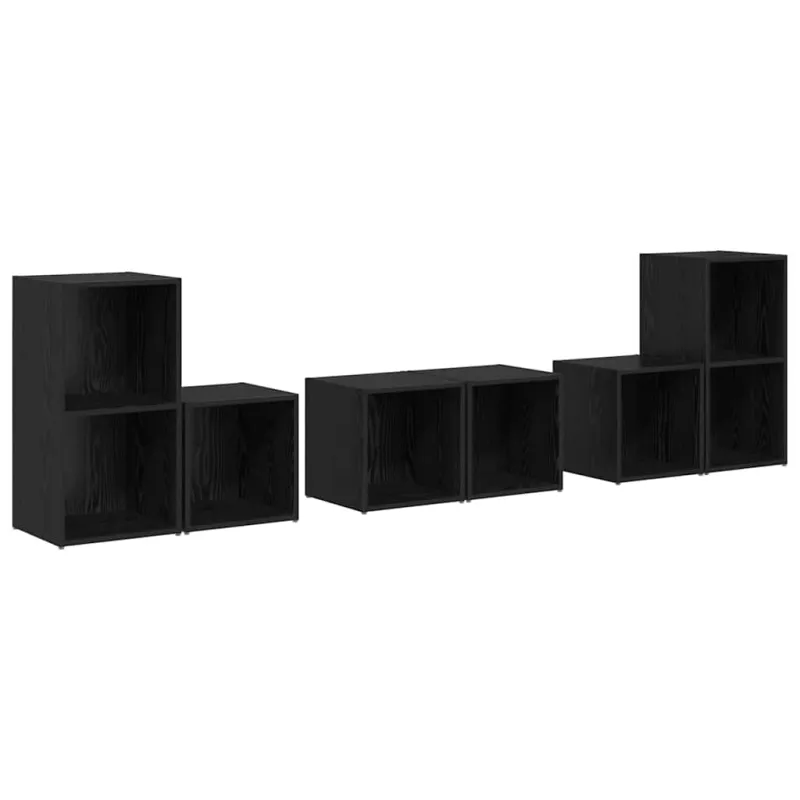 TV spintelių komplektas 6 pcs Juodas ąžuolas Apdirbta mediena