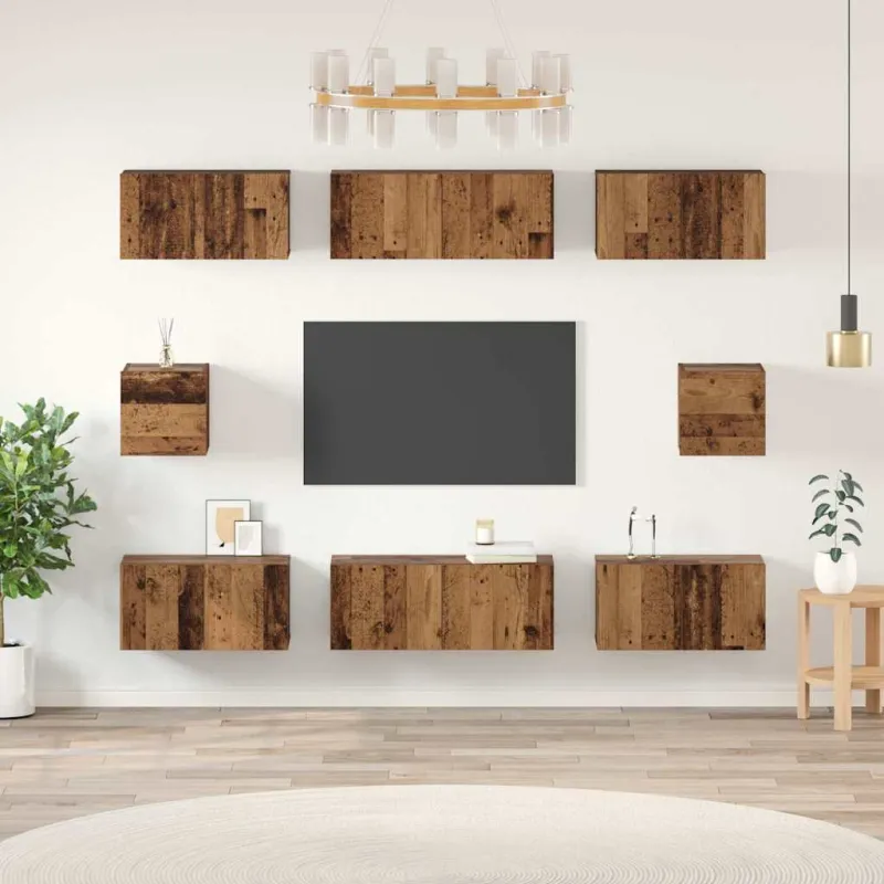 TV spintelių komplektas 8 pcs Senovinis medis Apdirbta mediena