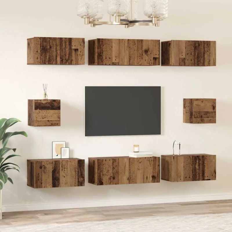 TV spintelių komplektas 8 pcs Senovinis medis Apdirbta mediena