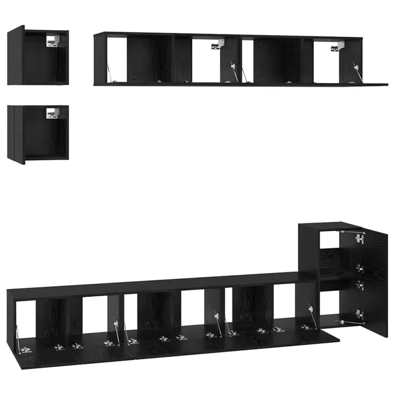 TV spintelių komplektas 8 pcs Juodas ąžuolas Apdirbta mediena