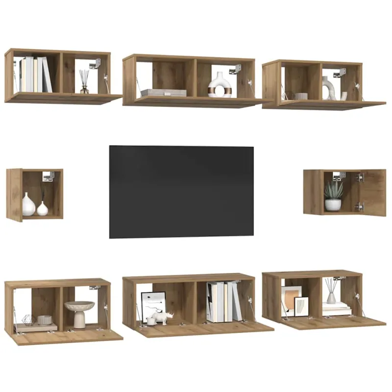 TV spintelių komplektas 8 pcs Amatininkų ąžuolas