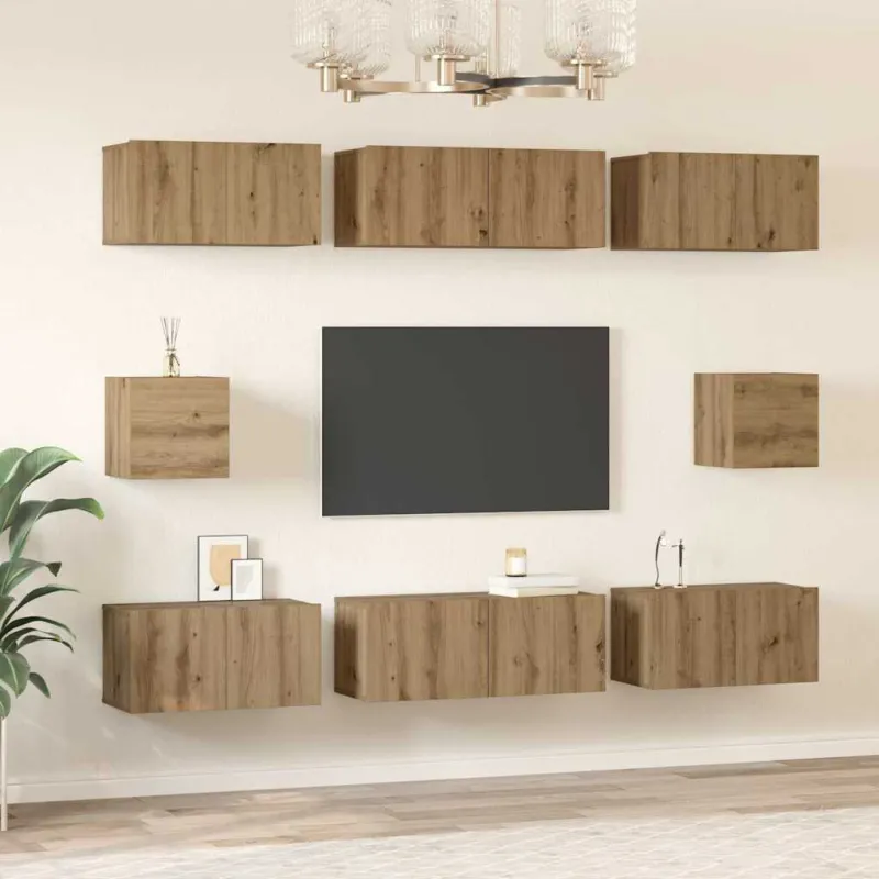 TV spintelių komplektas 8 pcs Amatininkų ąžuolas