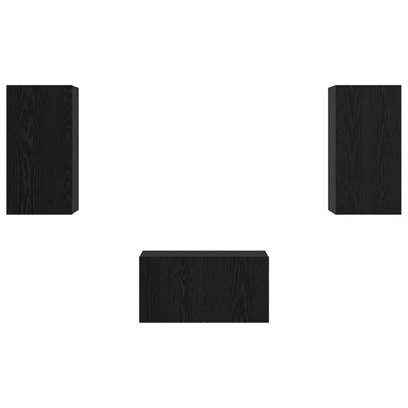 TV spintelių komplektas 3 pcs Juodas ąžuolas Apdirbta mediena