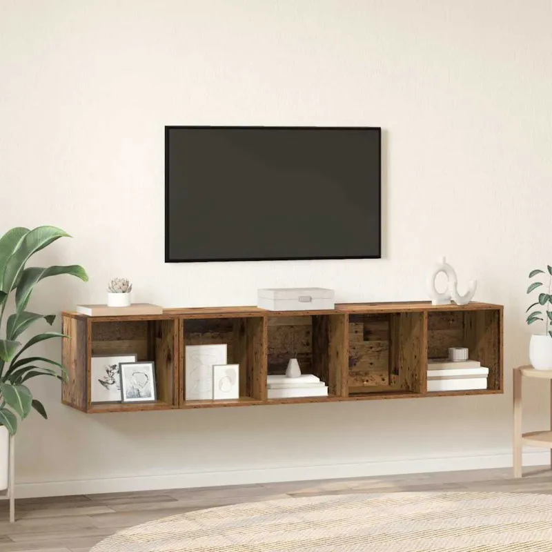 TV spintelės komplektas 2 pcs Senovinis medis Apdirbta mediena