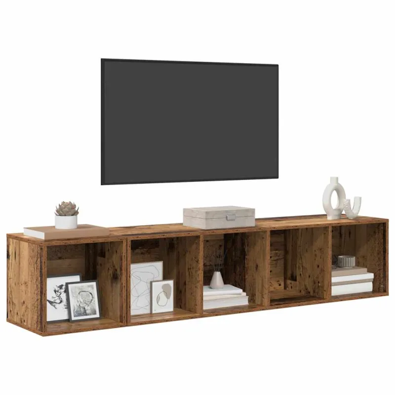 TV spintelės komplektas 2 pcs Senovinis medis Apdirbta mediena