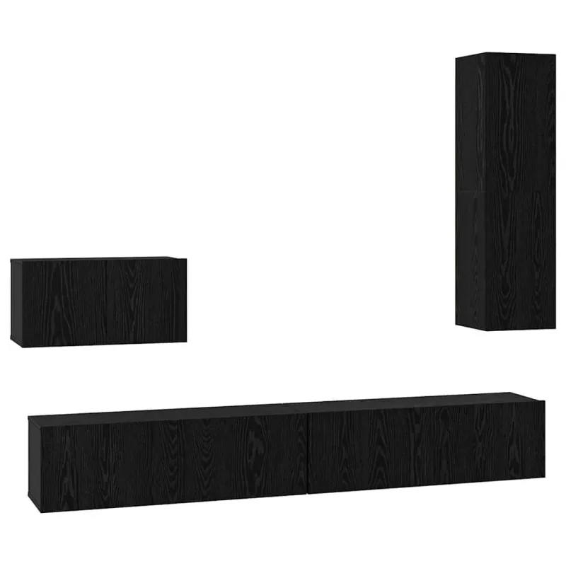 Sieninis televizoriaus stovas 4 pcs Juodas ąžuolas