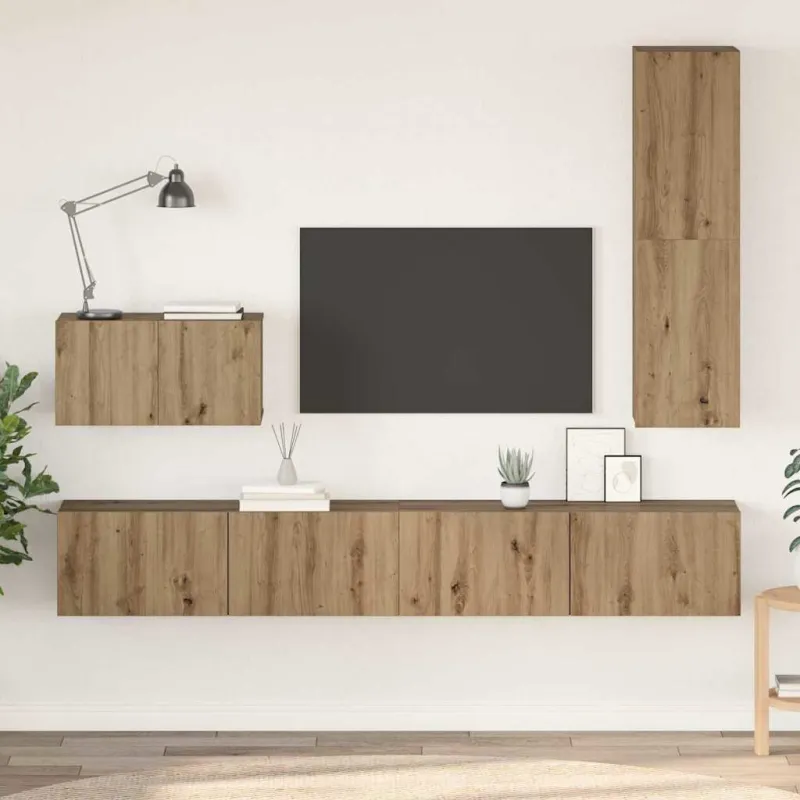 Sieninis televizoriaus stovas 4 pcs Amatininkų ąžuolas