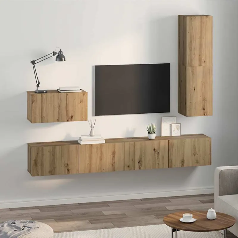 Sieninis televizoriaus stovas 4 pcs Amatininkų ąžuolas