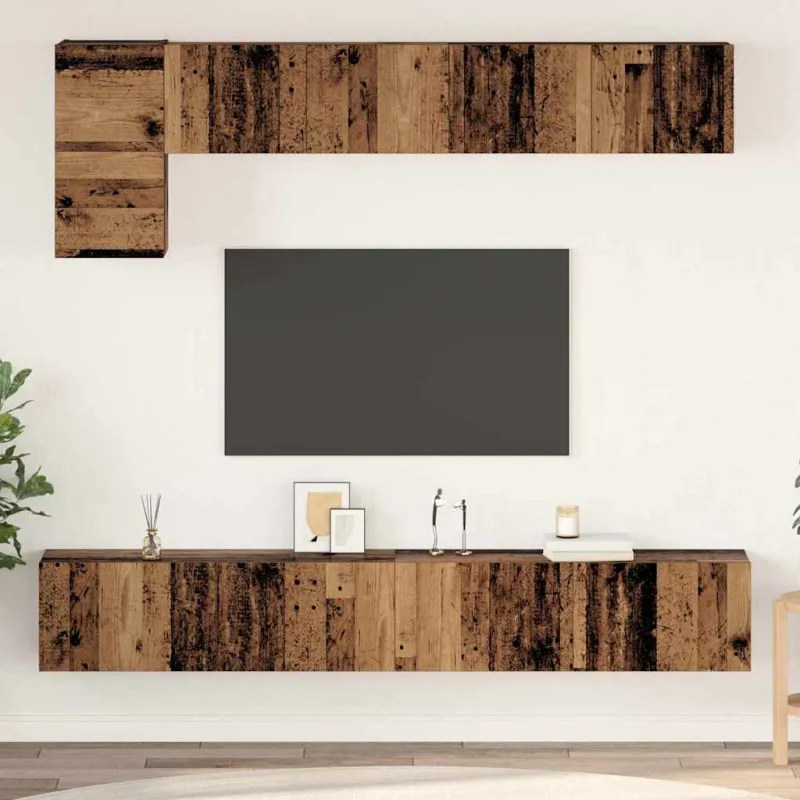 TV spintelių komplektas 5 pcs Senovinis medis Apdirbta mediena
