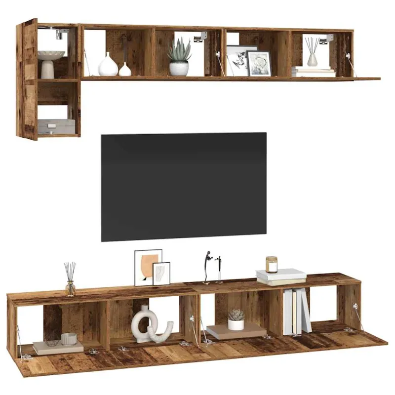 TV spintelių komplektas 5 pcs Senovinis medis Apdirbta mediena