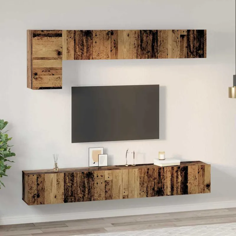 TV spintelių komplektas 5 pcs Senovinis medis Apdirbta mediena
