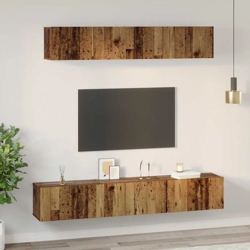 TV spintelių komplektas 5 pcs Senovinis medis Apdirbta mediena