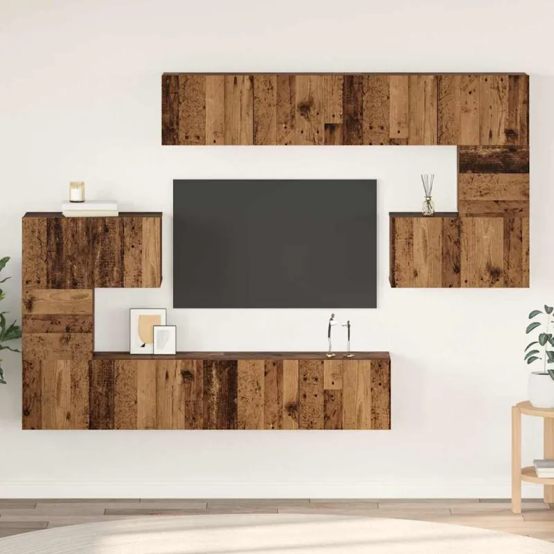 TV spintelių komplektas 8 pcs Senovinis medis Apdirbta mediena