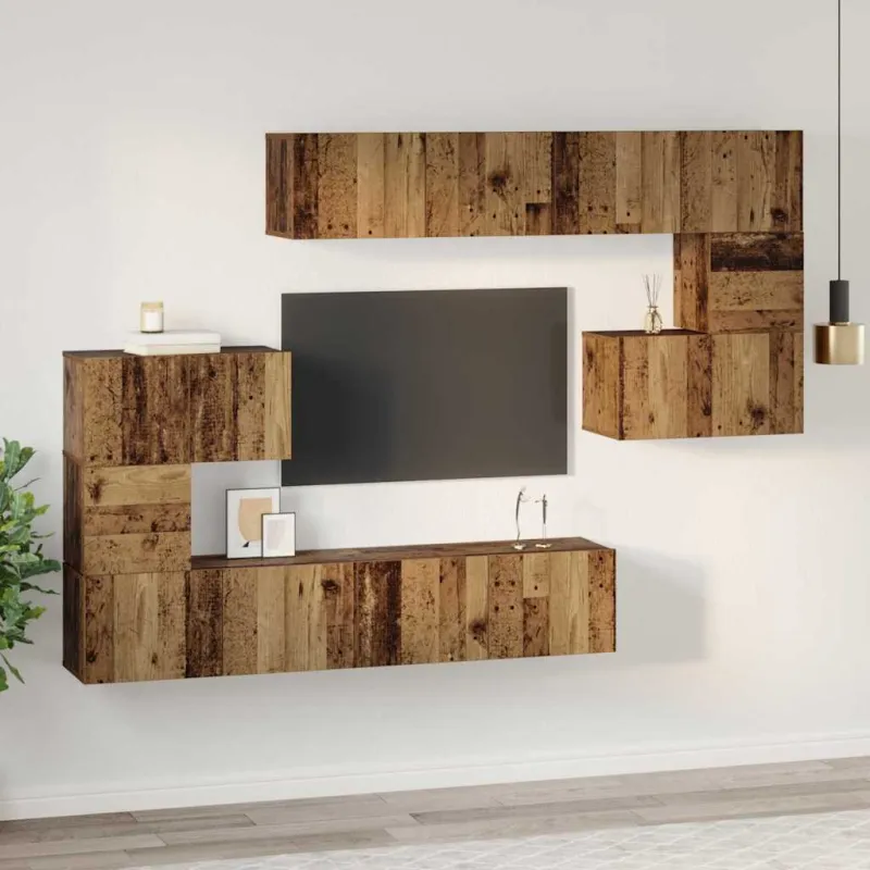 TV spintelių komplektas 8 pcs Senovinis medis Apdirbta mediena
