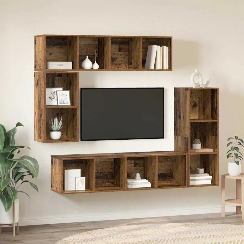 TV spintelių komplektas 4 pcs Senas medis Apdirbta mediena