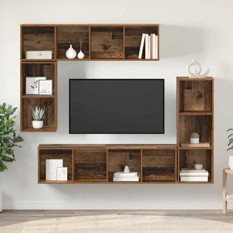 TV spintelių komplektas 4 pcs Senas medis Apdirbta mediena