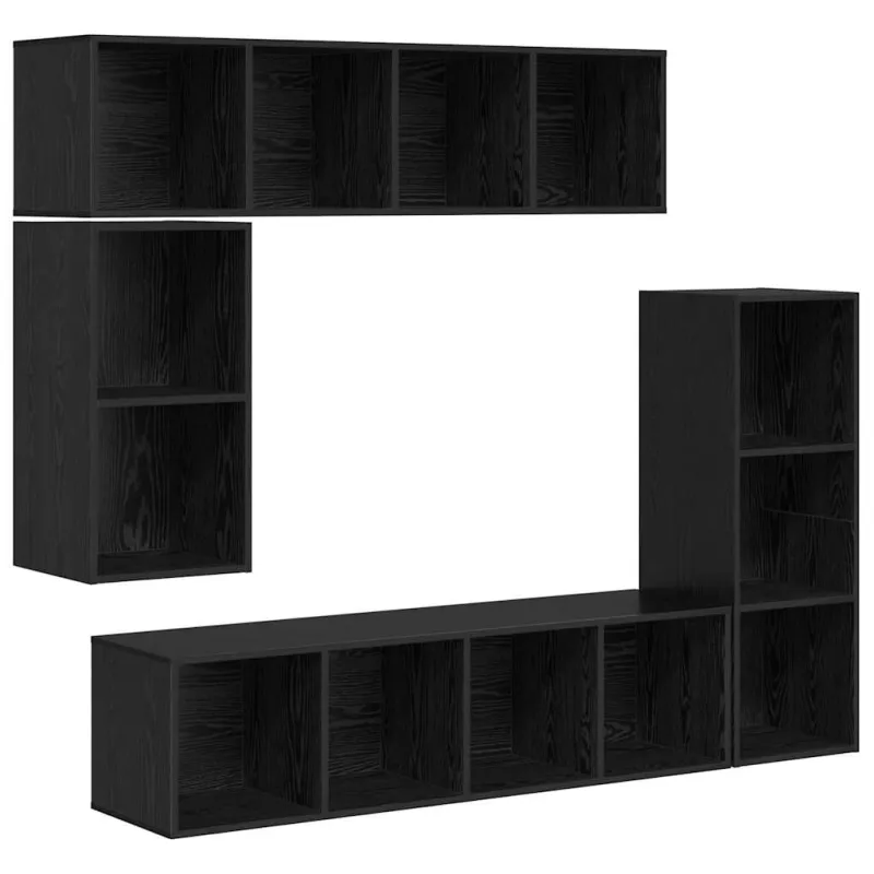 TV spintelių komplektas 4 pcs Juodas ąžuolas Apdirbta mediena