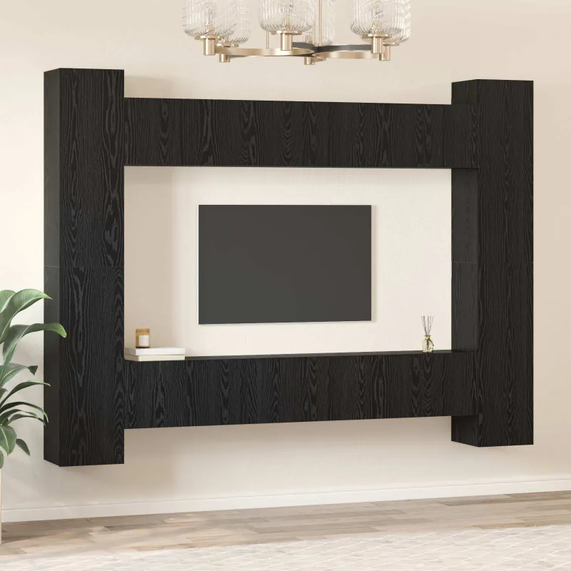 TV spintelių komplektas 10 pcs Juodas ąžuolas 30,5 x 30 x 90 cm