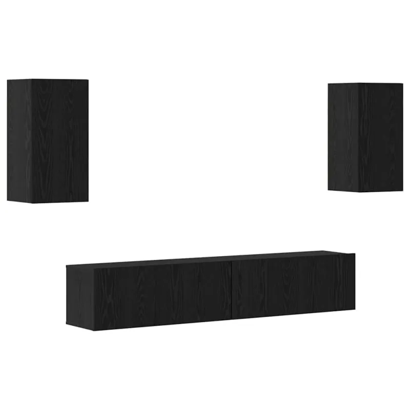 TV spintelių komplektas 4 pcs Juodas ąžuolas Apdirbta mediena