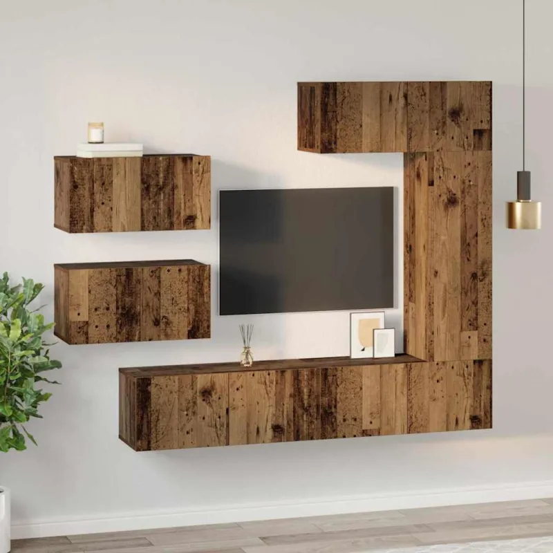 TV spintelių komplektas 6 pcs Senovinis medis Apdirbta mediena