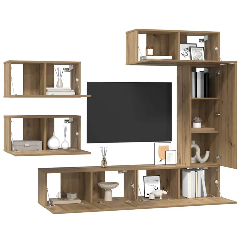 TV spintelių komplektas 6 pcs Amatininkų ąžuolas