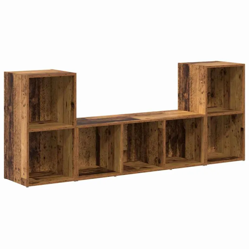 TV spintelių komplektas 3 pcs Ruda Apdirbta mediena