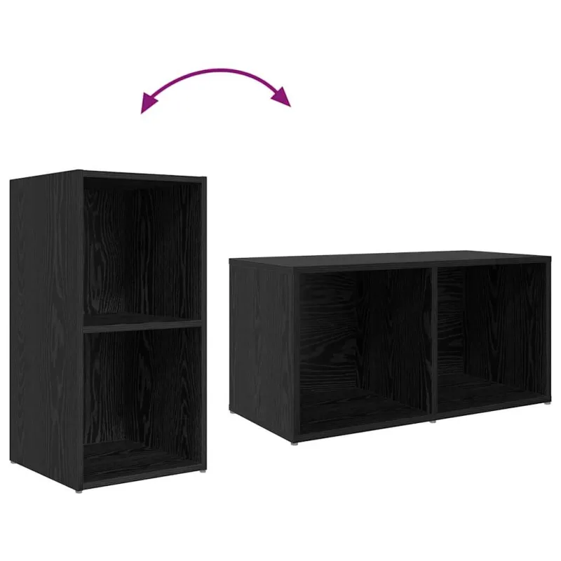 TV spintelių komplektas 3 pcs Juoda Apdirbta mediena