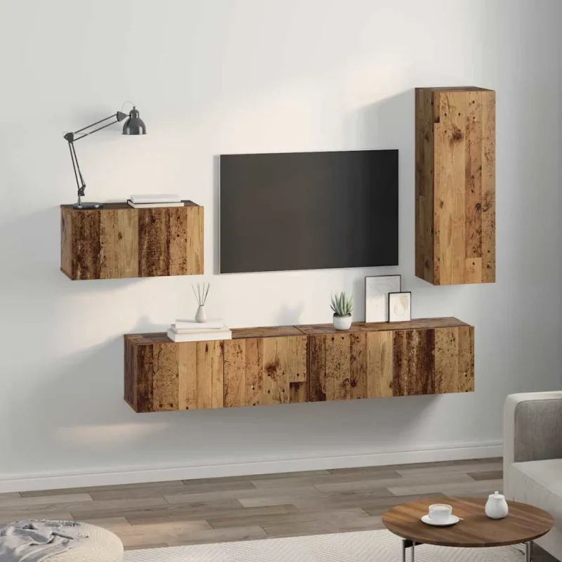 TV spintelių komplektas 4 pcs Senovinis medis Apdirbta mediena