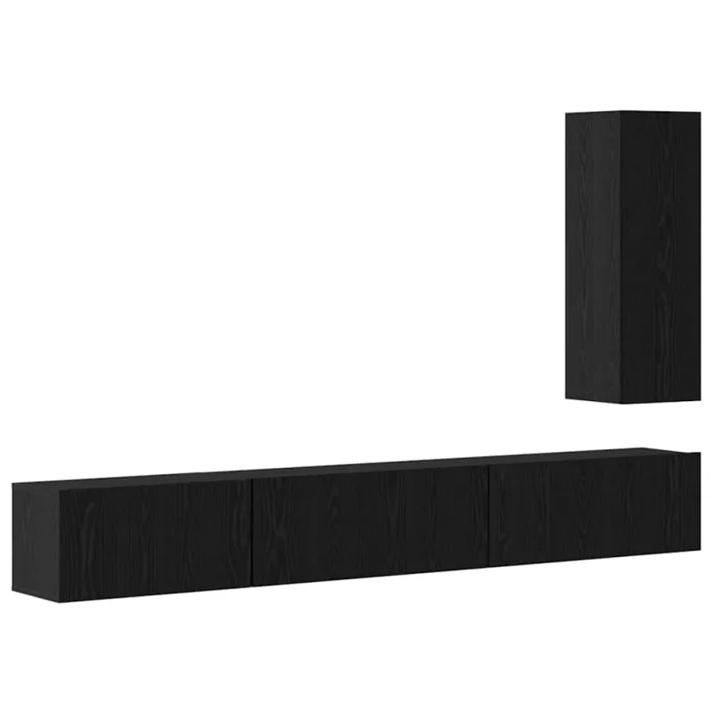 TV spintelių komplektas 4 pcs Juodas ąžuolas Apdirbta mediena