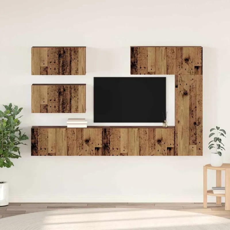 TV spintelių komplektas 6 pcs Senovinis medis Apdirbta mediena