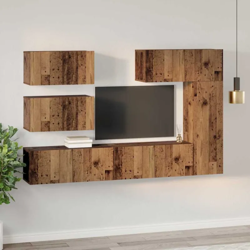 TV spintelių komplektas 6 pcs Senovinis medis Apdirbta mediena