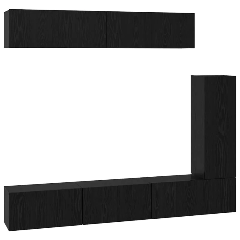 TV spintelių komplektas 6 pcs Juodas ąžuolas Apdirbta mediena