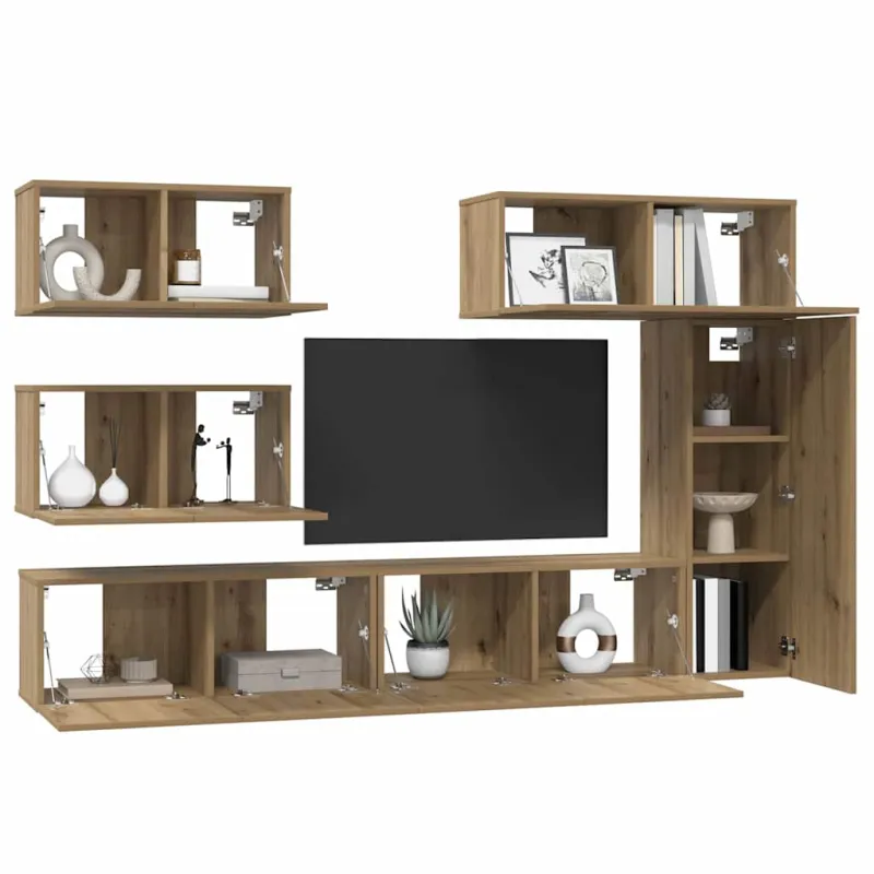 TV spintelių komplektas 6 pcs Amatininkų ąžuolas