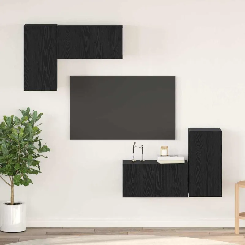 TV spintelių komplektas Juodas ąžuolas Apdirbta mediena