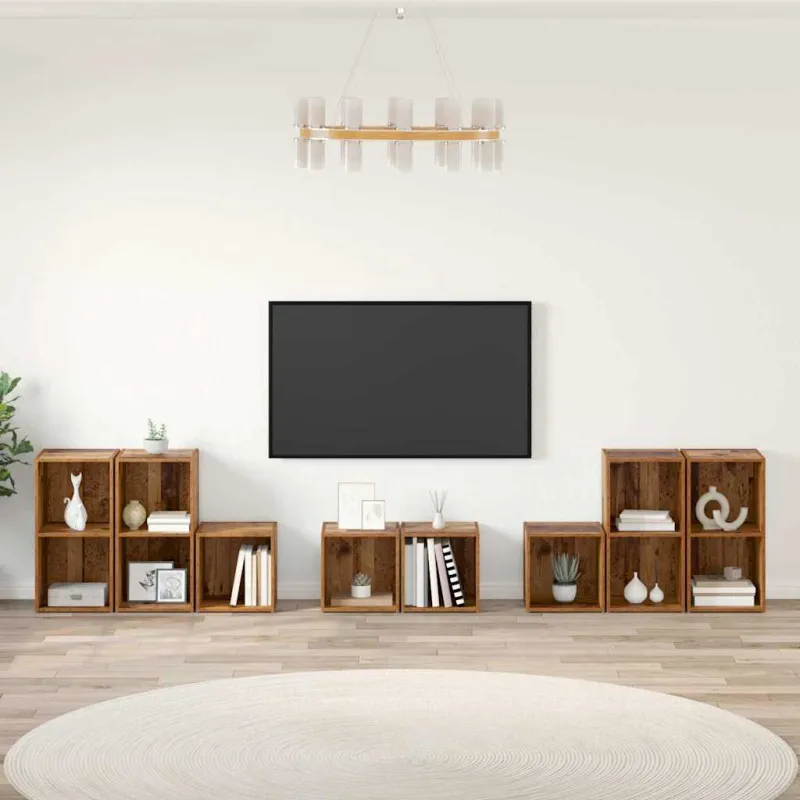 TV spintelės komplektas 8 pcs Senovinis medis Apdirbta mediena