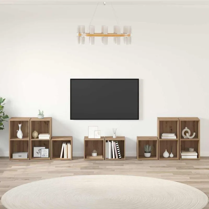 TV spintelės komplektas 8 pcs Amatininkų ąžuolas