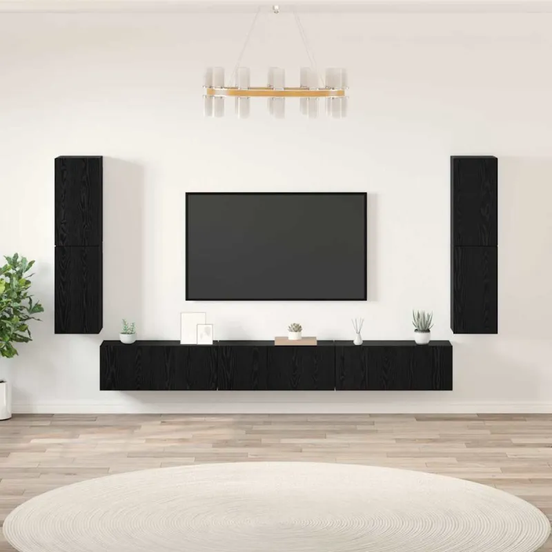 TV vienetai 4 pcs Juodas ąžuolas Apdirbta mediena