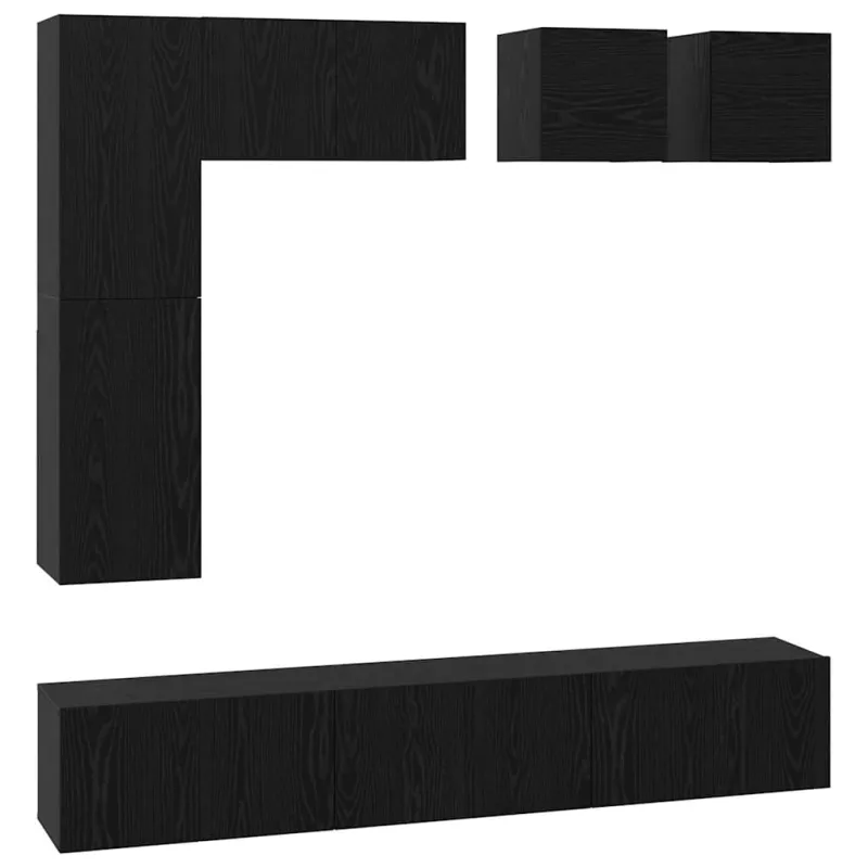 TV spintelių komplektas 8 pcs Juodas ąžuolas Apdirbta mediena