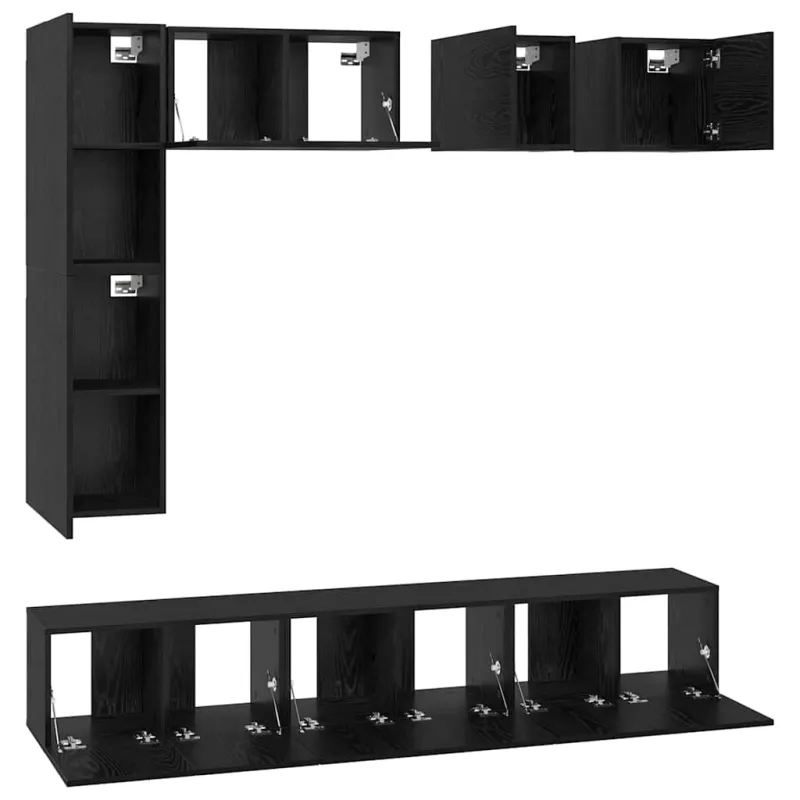 TV spintelių komplektas 8 pcs Juodas ąžuolas Apdirbta mediena