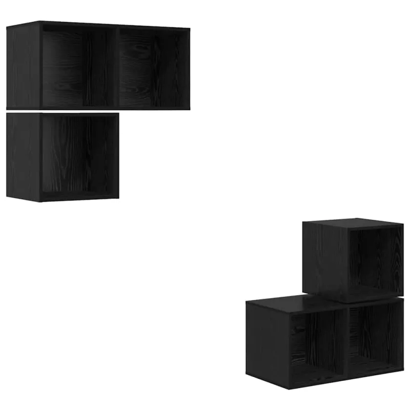 TV spintelių komplektas 4 pcs Juodas ąžuolas Apdirbta mediena
