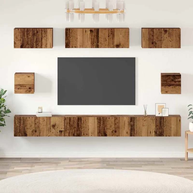 TV spintelių komplektas 8 pcs Senovinis medis Apdirbta mediena