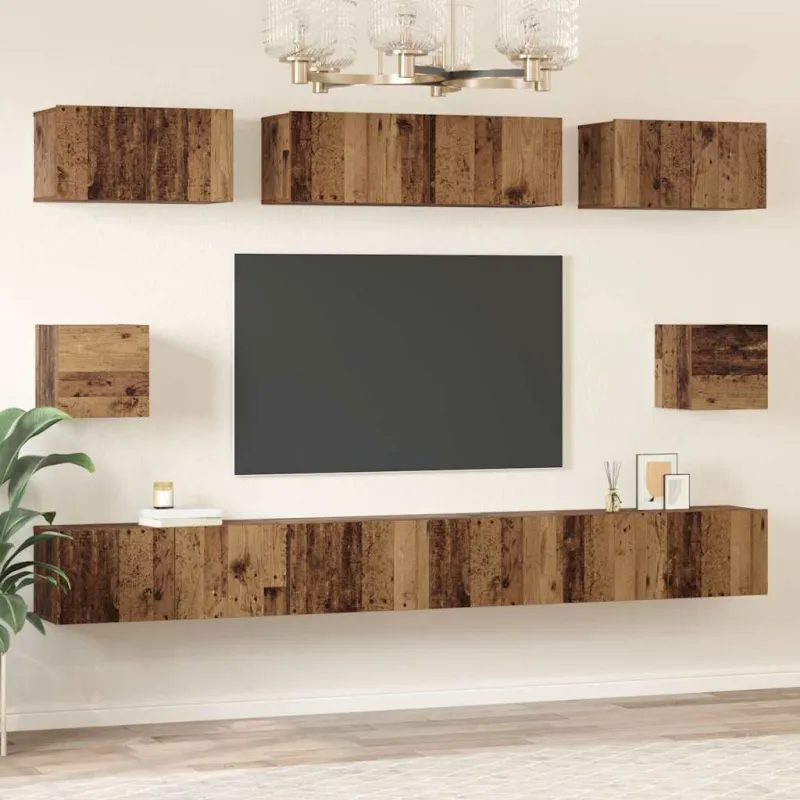 TV spintelių komplektas 8 pcs Senovinis medis Apdirbta mediena