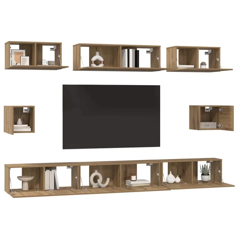 TV spintelių komplektas 8 pcs Amatininkų ąžuolas
