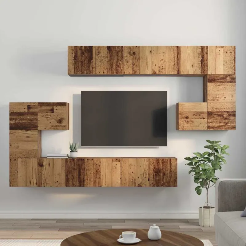 TV spintelių komplektas 10 pcs Senovinis medis Apdirbta mediena