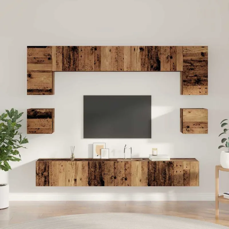 TV spintelių komplektas 8 pcs Senovinis medis Apdirbta mediena